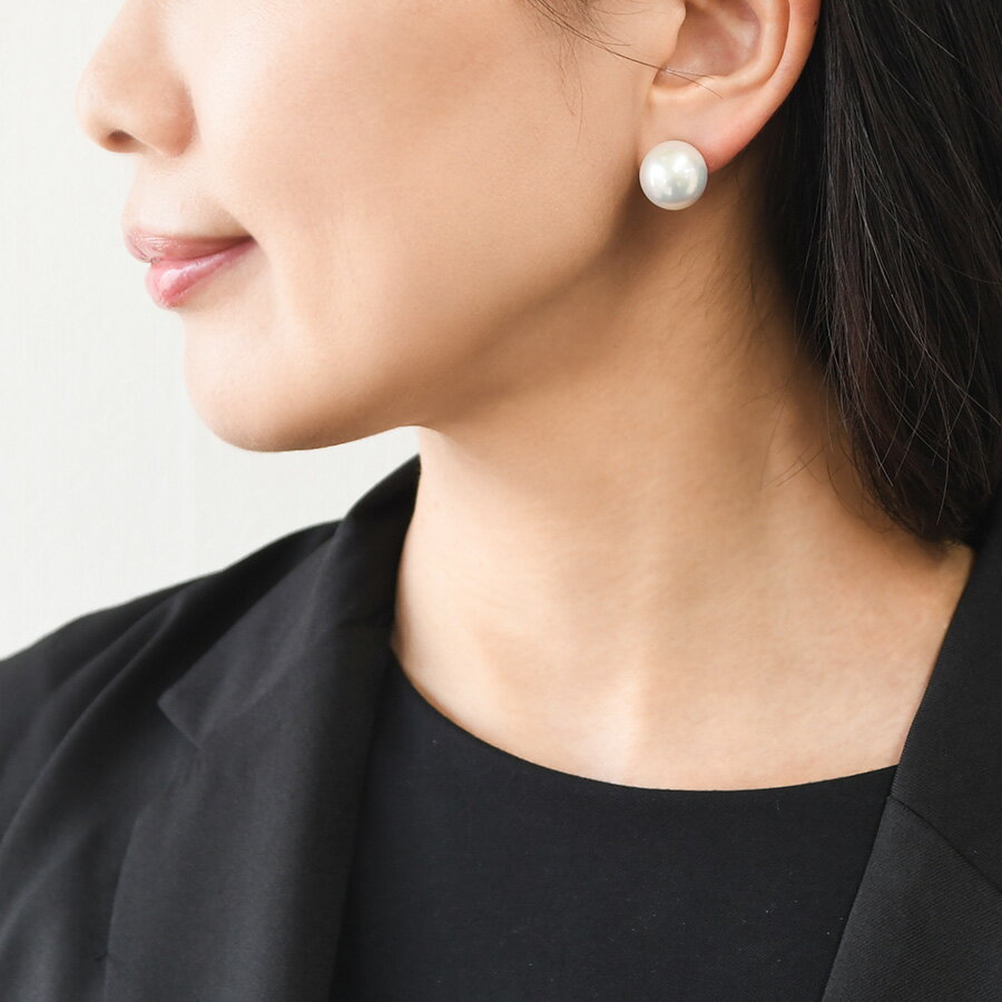 訳あり超特価 特大 14mm 淡水真珠 ピアス イヤリング　希少な超特大！ ゴージャスなてり特級 丸珠