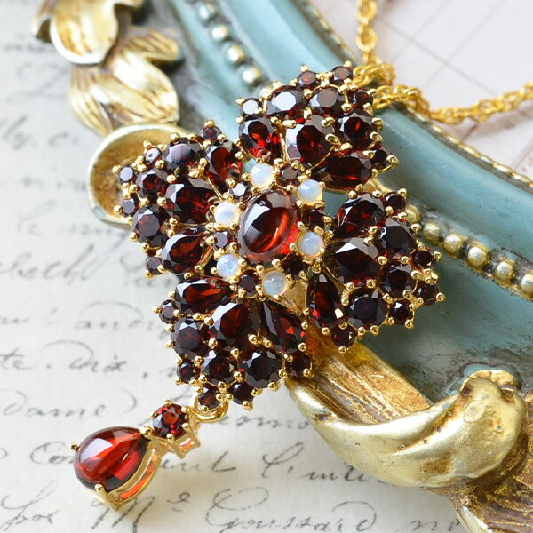 碌山 ガーネット オパール ブローチペンダント シックで上品な ワインレッド の煌めき♪ RP 555C1006