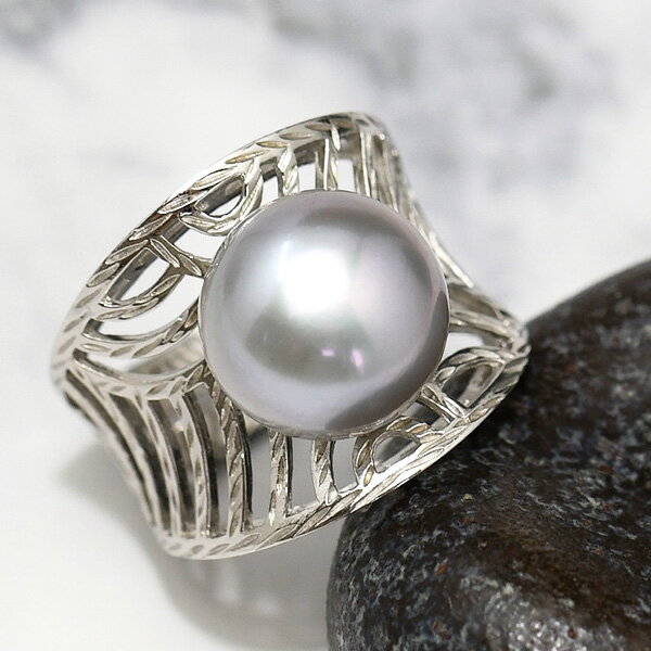 12mm グレー 淡水真珠 フリーサイズ リング 存在感抜群大珠パールをスタイリッシュに KA59 P005R114