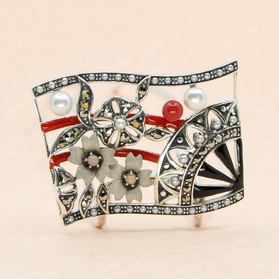 ルコリエの碌山 珊瑚 真珠 花車 かんざし 簪 シードパール RP 204A0030-DRN-TY　母の日｜アングル2