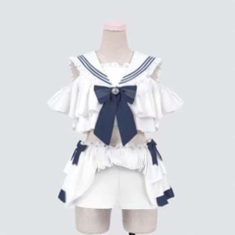 le colzaのリゾート 夢 水着 レディース 可愛い かわいい 上下セット コスプレ 韓国系 セクシー 地雷系 セーラー服 痩せ 原宿 夏季 ゆめ萌 ビキニ 体型カバー ママ 盛れる 春夏 新婚旅行 温泉 海辺 上下セット プール 女の子 学生 水着｜アングル2