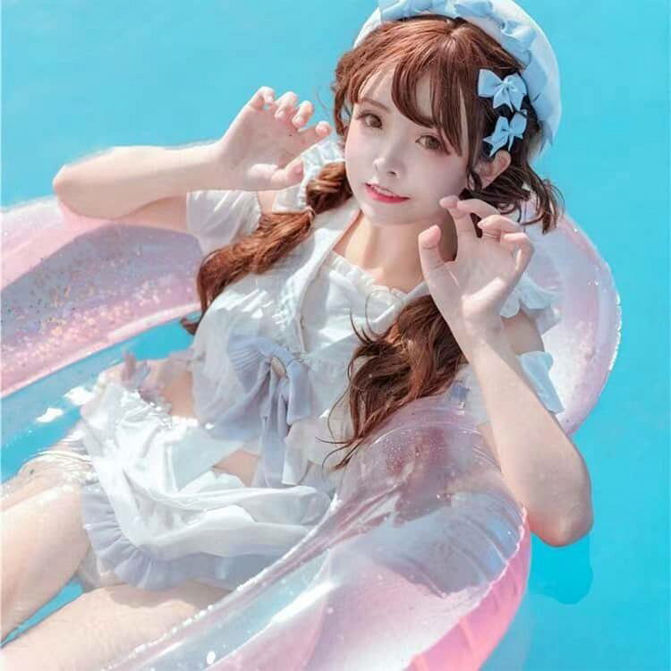 le colzaのリゾート 夢 水着 レディース 可愛い かわいい 上下セット コスプレ 韓国系 セクシー 地雷系 セーラー服 痩せ 原宿 夏季 ゆめ萌 ビキニ 体型カバー ママ 盛れる 春夏 新婚旅行 温泉 海辺 上下セット プール 女の子 学生 水着｜アングル3