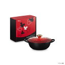 ル・クルーゼ 公式 | ミッキーマウス/マルミット 18cm チェリーレッド/マットブラック 鍋 両手鍋 鋳物ホーロー鍋 ディズニー IH IH対応 ガス火 ガ...