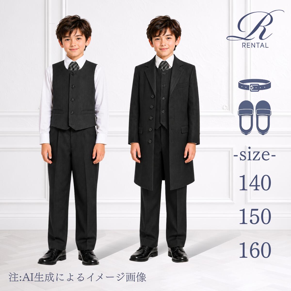 【靴不要→10％割引】【安心の4泊5日】【3日前お届け】【フォーマルシューズ・ベルトセット】【サイズ展開 140 150 160／B-24】かっこよすぎてママ感激！本格派フロックコート 結婚式 発表会 七五三 キッズスーツ 子供スーツ フォーマルスーツ
