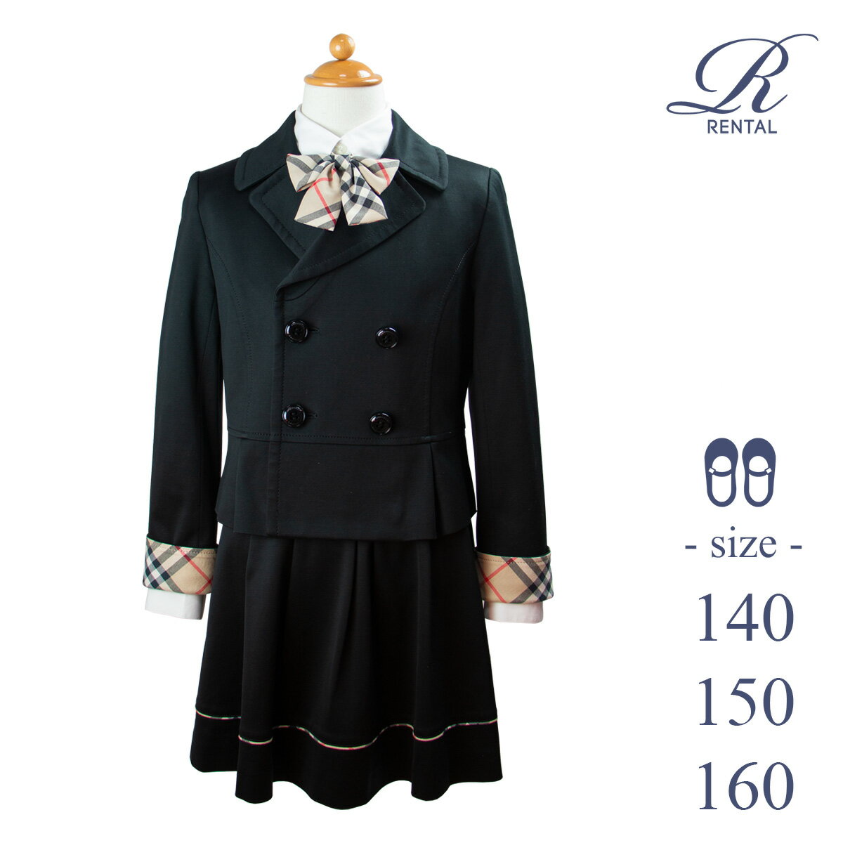 【レンタル／サイズ展開140 150 160サイズ／g-33】BURBERRY（バーバリー）4ボタンブレザースーツ 子供スーツレンタル おんなのこスーツ　女の子フォーマル 女の子スーツ 女児スーツ キッズスーツ 発表会 結婚式 卒服