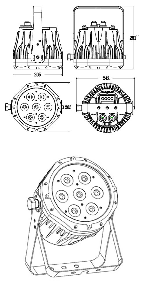 4 in 1 LED Par dim4テクノロジー IP66 7 x 8W LED ビームテック [2]