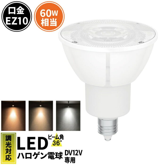 LED スポットライト 電球 EZ10 ハロゲン 60W 相当 36度 DC12V 調光器対応 高演色 虫対策 濃い電球色 520lm 電球色 560lm 昼白色 600lm LSB5609D ビームテック