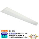 逆富士型 超高輝度 2灯式 40W型 本体幅230mm 一体型ベースライト 5200lm 昼白色 5000K 消費電力32.5W 発光角度180° 電圧100-...