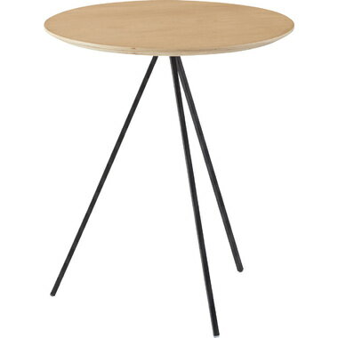 サイドテーブル ソファテーブル ナイトテーブル アイアン 木製 天然木 オーク おしゃれ ラウンド 丸型 3本脚 ナチュラル