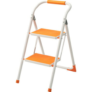 2段踏み台 脚立 折りたたみ ステップ台 折り畳み 手すり付き 折り畳み カラフル オレンジ 1