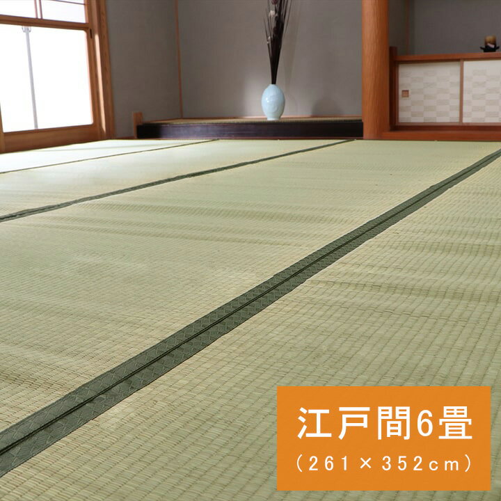 国産 日本製 い草 ござ 和室 上敷き カーペット 敷物 双目織 江戸間 6畳(約261×352cm）
