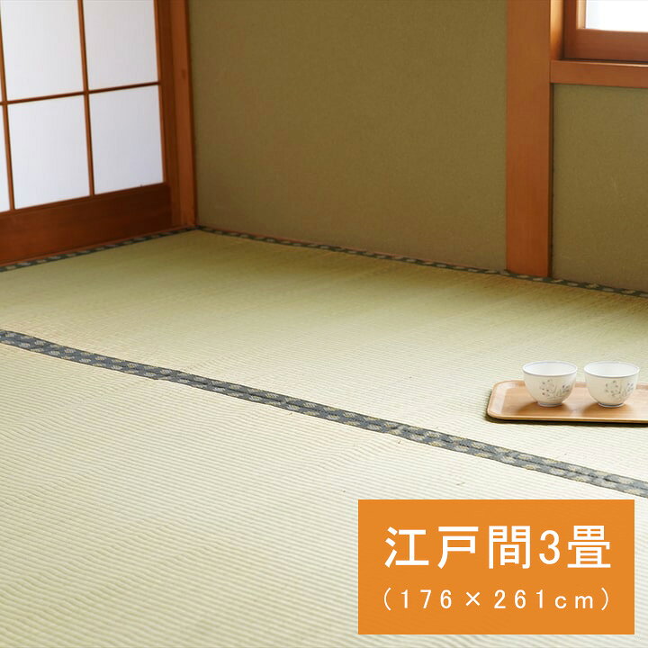 Rakuten - 国産 日本製 い草 ござ 和室 上敷き カーペット 敷物 双目織 多サイズ 江戸間 3畳(約176×261cm）