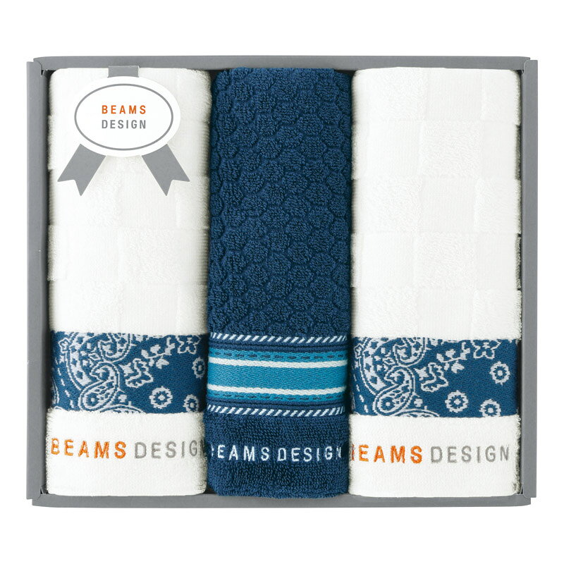 樂天商城 - BEAMS DESIGN チェッカーバンダナ フェイスタオル2P&タオルハンカチ ネイビーブルーギフト お返し お祝い プレゼント 贈り物