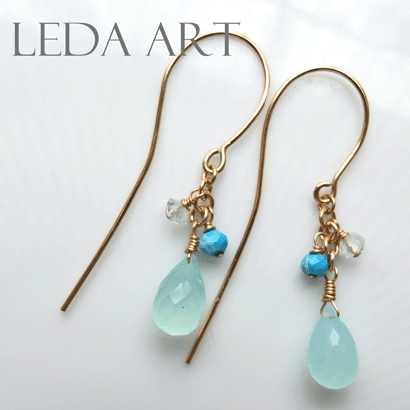 ブルー カルセドニー K14GF ゴールドフィルド フック ピアス 天然石 ピアス ゴールド