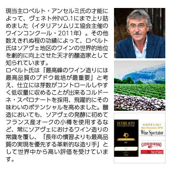 【よりどり6本以上送料無料】 アンセルミ サン ヴィンチェンツオ 2024 750ml 白ワ...