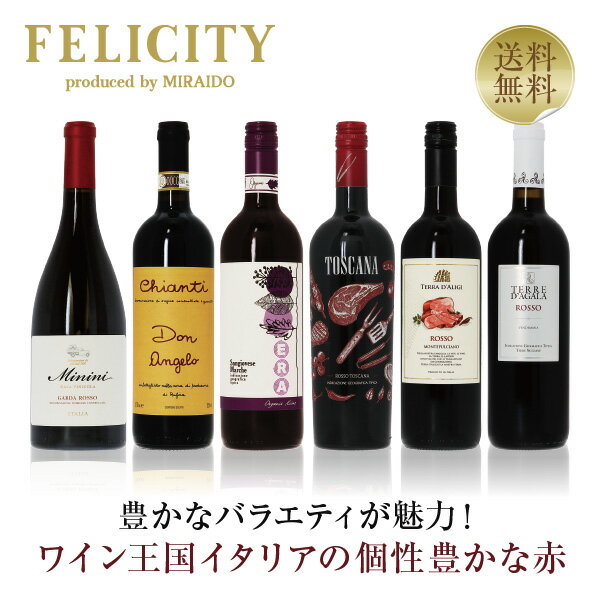 300円OFFクーポン対象 【6】ワイン王国「イタリア」の赤ワイン6本セット 第23弾 750ml×6飲み比べ ワイン セット wine wain 【送料無料】【包装不可】