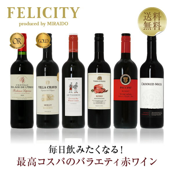 200円OFFクーポン対象 【4】毎日飲みたい 最高コスパワイン バラエティ 赤ワイン 6本セット 第20弾 750ml 6 飲み比べ ワイン セット 【送料無料】【包装不可】