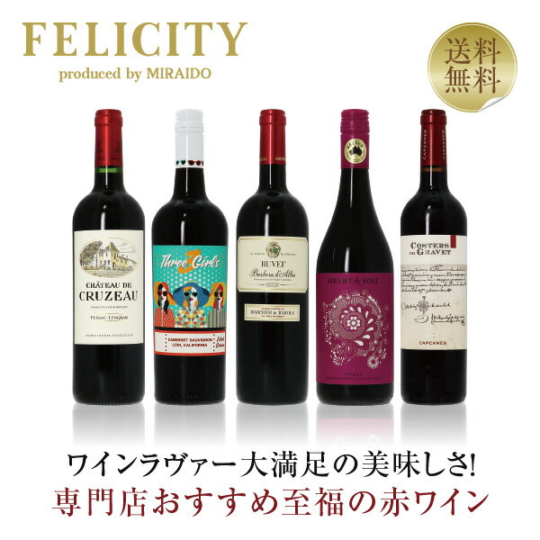 500円OFFクーポン対象 【9】至福の赤ワイン 5本セット 第20弾 750ml×5 飲み比べ ワイン セット 【送料無料】【包装不可】