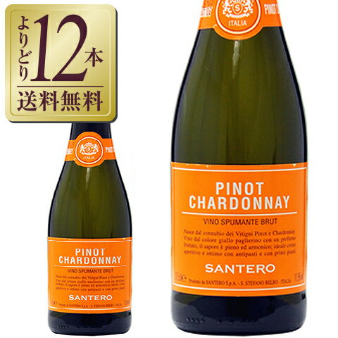 【よりどり12本送料無料】【ハーフ】 サンテロ ピノ シャルドネ スプマンテ 375ml イタリア スパークリングワイン...
