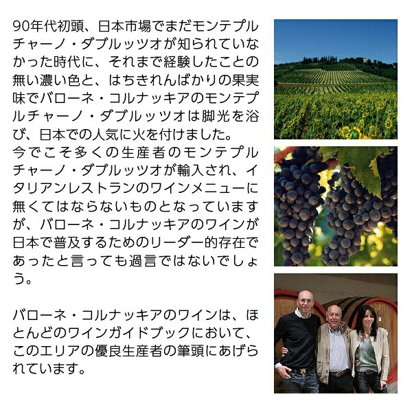 酒類の総合専門店 フェリシティーの【よりどり6本以上送料無料】 バローネ コルナッキア モンテプルチャーノ ダブルッツォ ヴィーニャ レ コステ 2019 750ml 赤ワイン イタリア｜アングル3