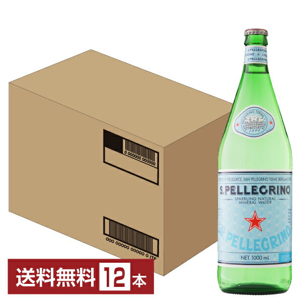サンペレグリノ 炭酸入りナチュラルミネラルウォーター 瓶 1000ml（1L） 12本 1ケース 炭酸水 包装不可 他商品と同梱不可