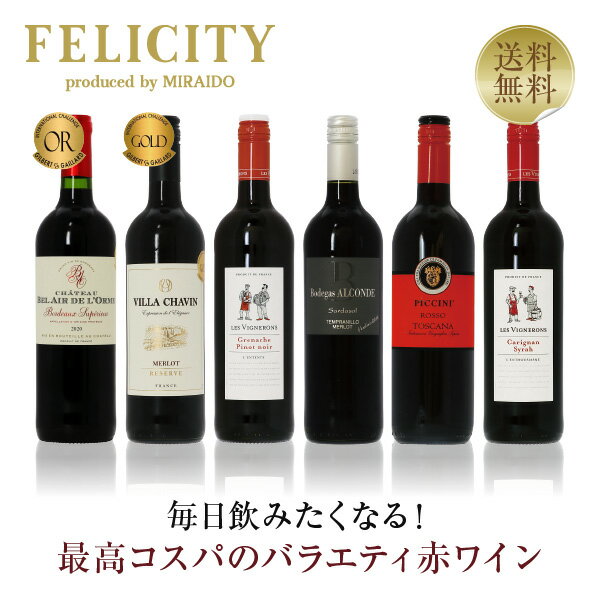 200円OFFクーポン対象 【4】毎日飲みたい!最高コスパワイン バラエティ 赤ワイン 6本セット 第22弾 750ml×6 飲み比べ ワイン セット 【送料無...