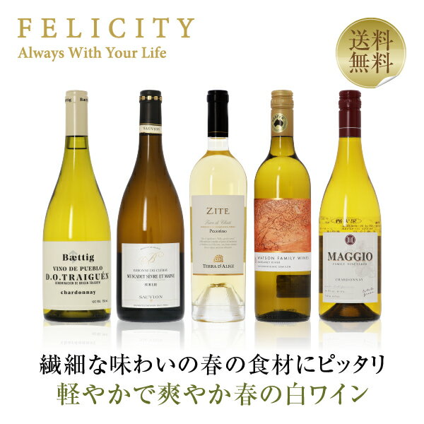 400円OFFクーポン対象 【2】季節と楽しむワイン！ 春の白ワイン 5本セット 第1弾 750ml×5 飲み比べ 白 ワイン セット 包装不可