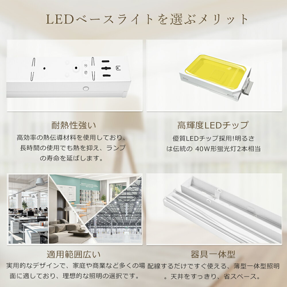 ledベースライト 40w型 2灯相当 防塵防湿型 高輝度 10000lm 逆富士型 led蛍光灯 40w形 器具一体型 50w IP54防潮 器具一体型蛍光灯 一体型照明 天井直付型 シーリングライト 施設照明 キッチンライト 即時点灯 冷藏庫 低温 電源内蔵型 省エネ 高演色性 防塵防潮 防虫 蛍光灯