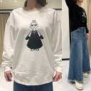 HAPPYFACE ハッピーフェイス EMMAトレーナー トップス カットソー 黒ブラック 白ホワイト レディース 可愛い シンプル 大人 カジュアル 春スプリング 秋オータム 長袖 デイリー 普段着 お出かけ着