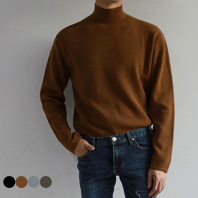 【送料無料】メンズ ニットセーター ウール混 ニット きめ細かい セーター ハイネック メンズニット 男性 ニットトップス 長袖 プルオーバー ソフト メンズセ...