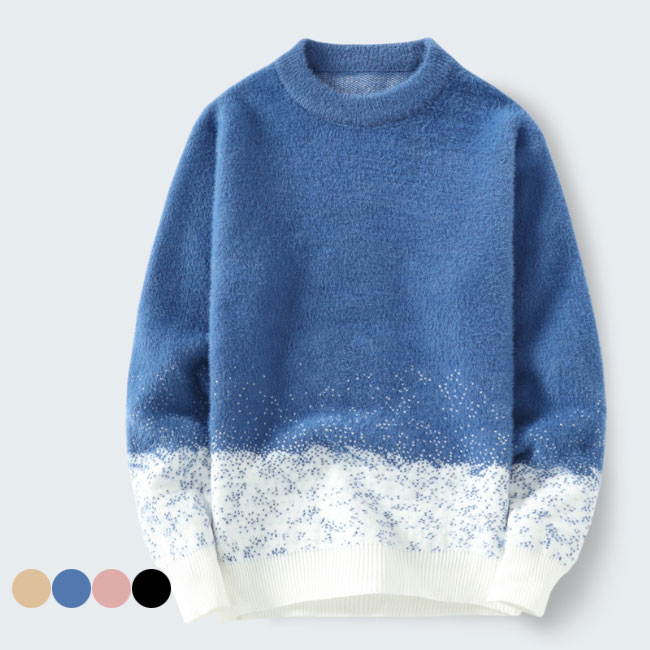 【送料無料】ニットセーター グラデーションカラー メンズ ニット 厚手 クルーネック ニットトップス 長袖 メンズニット 丸首 ユニークデザイン セーター プル...