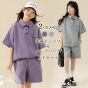 【最大10%offクーポン&ポイント2倍】キッズ 半袖Tシャツ ハーフパンツ 上下セット 夏 女の子 ポロシャツ 半ズボン ゆったり 女児 夏Tシャツ ドロップ...