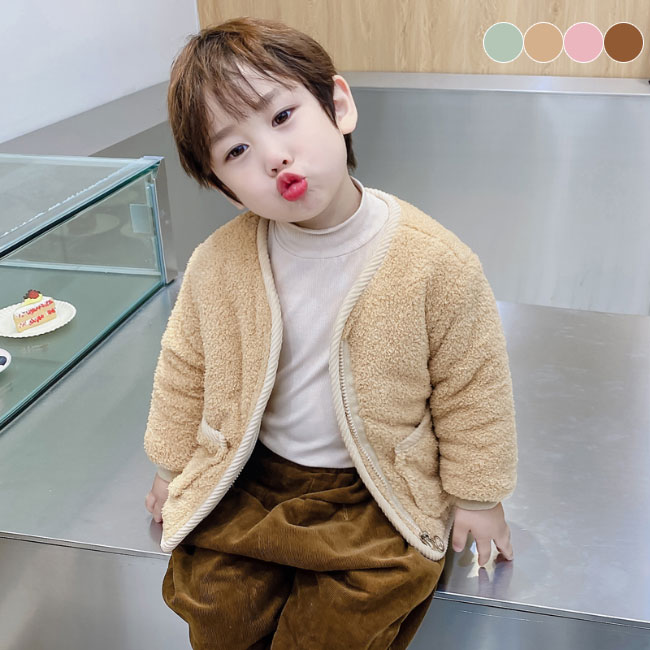 Coat - 【送料無料】フリースジャケット ジャケット 子供服 キッズ ベビー ボア ジャケット モコモコアウター コート フリース 男の子 女の子 ベビー服 秋冬 かわいい おしゃれ 秋 冬 子供 ファスナー付き 防寒