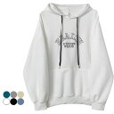 【最大10%offクーポン&ポイント2倍】【送料無料】パーカー レディース フード付き ユニセックス 通気性 長袖 トップス プルオーバー カットソー カンガルーポケット 英字 刺繍 秋 冬 帽子 紐 ゆったり カジュアル カラバリ