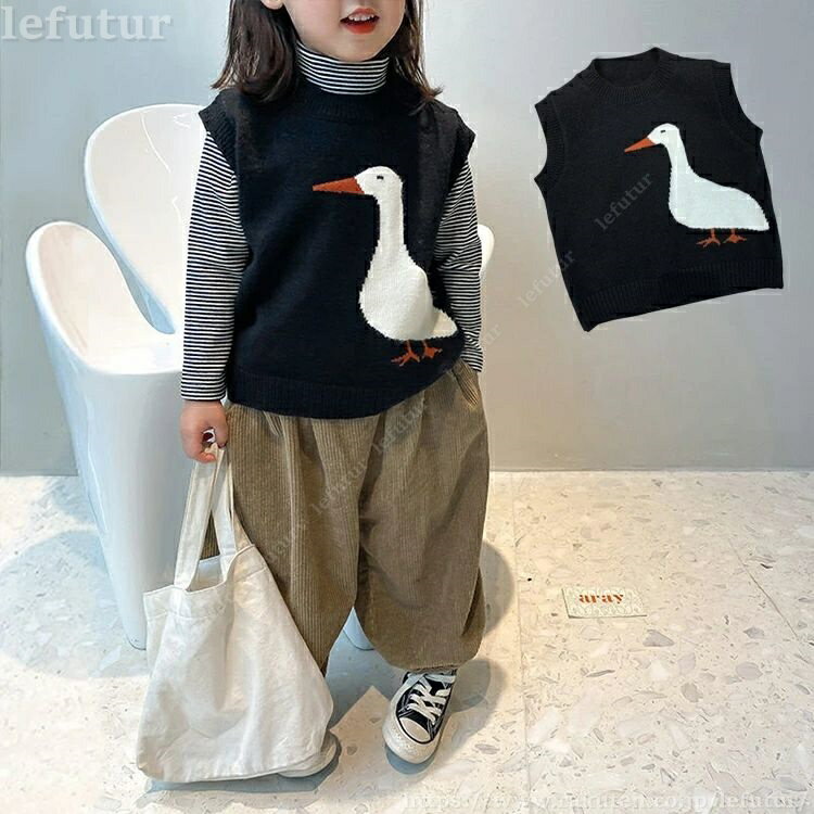【送料無料】ニットベスト キッズ ニットセーター 女の子 男の子 キッズ 子供服 こども おしゃれ トップス かわいい ベスト ノースリーブ クルーネック 丸首