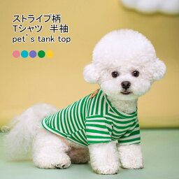 【送料無料】ペット服 Tシャツ 犬用 小型犬 中型犬 半袖 クマ ストライプ柄 配色 軽量 通気性 柔らかい 可愛い 着せやすい 抜け毛対策 汚れ防止 冷え対策 快適 春夏 写真 お散歩 お出掛け アウトドア バイカラー 犬服 ドッグウエア ペット用品