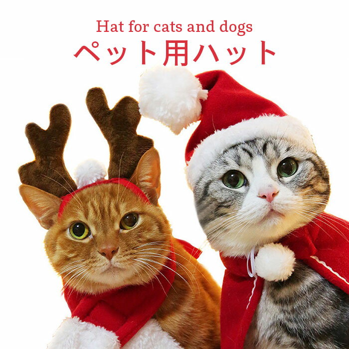 【送料無料】ペット用品 クリスマス ペット用ハット ネコ 猫 犬 イヌ 小型犬 ペット用 ハット カチューシャ サンタ帽 ポンポン付き トナカイ もこもこ 可愛...