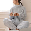 【最大10%offクーポン&ポイント2倍】パジャマ レディース ルームウェア もこもこ 部屋着 上下セット ハイネック 着る毛布 暖か 前開き 裏起毛 無地 ふ...