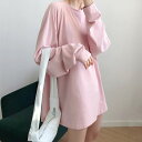 【トレーナー レディース】 ビッグトレーナー 春パーカー 春物 長袖 Tシャツ カットソー トレーナー 大きいサイズ ロング丈 ロングビトレーナー 春秋 無地 ...