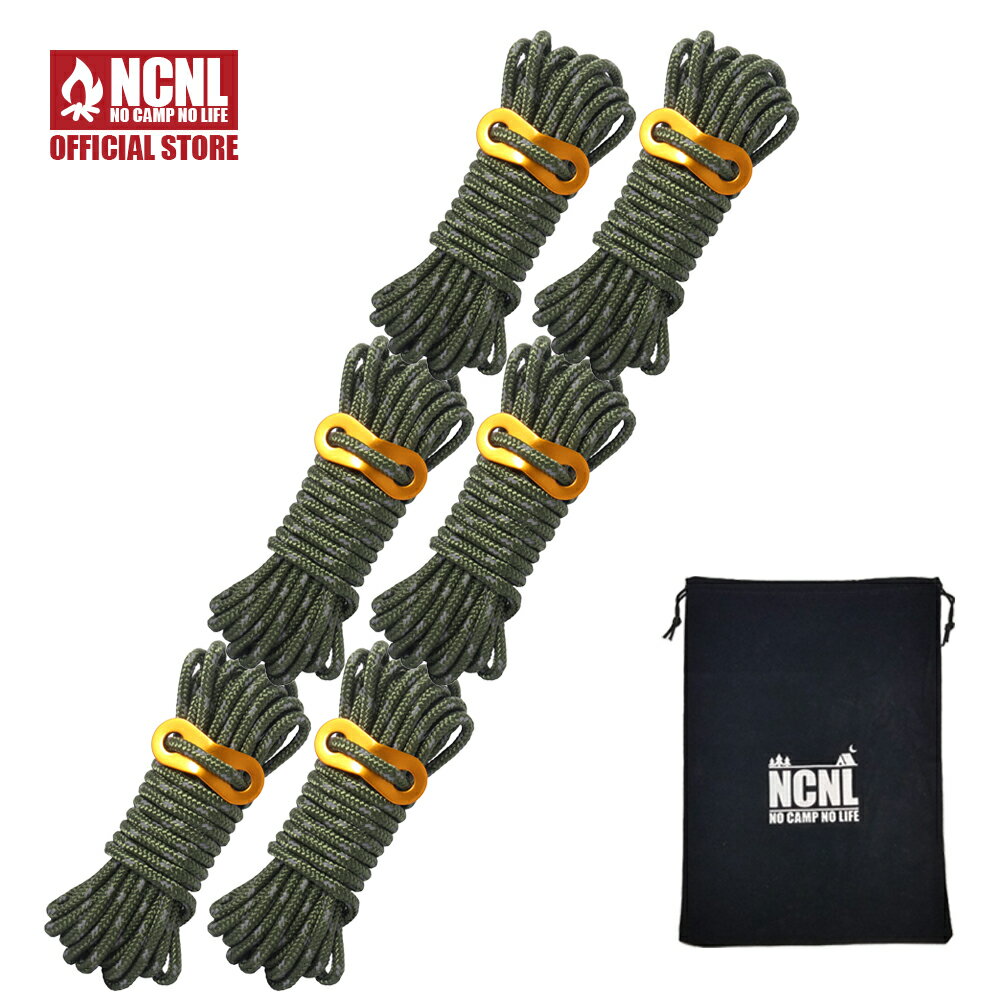 NCNL(NO CAMP NO LIFE) パラコード テントロープ タープロープ ガイロープ 反射材入り 耐荷重 430kg 太さ 5mm 長さ 4m ソロキ...