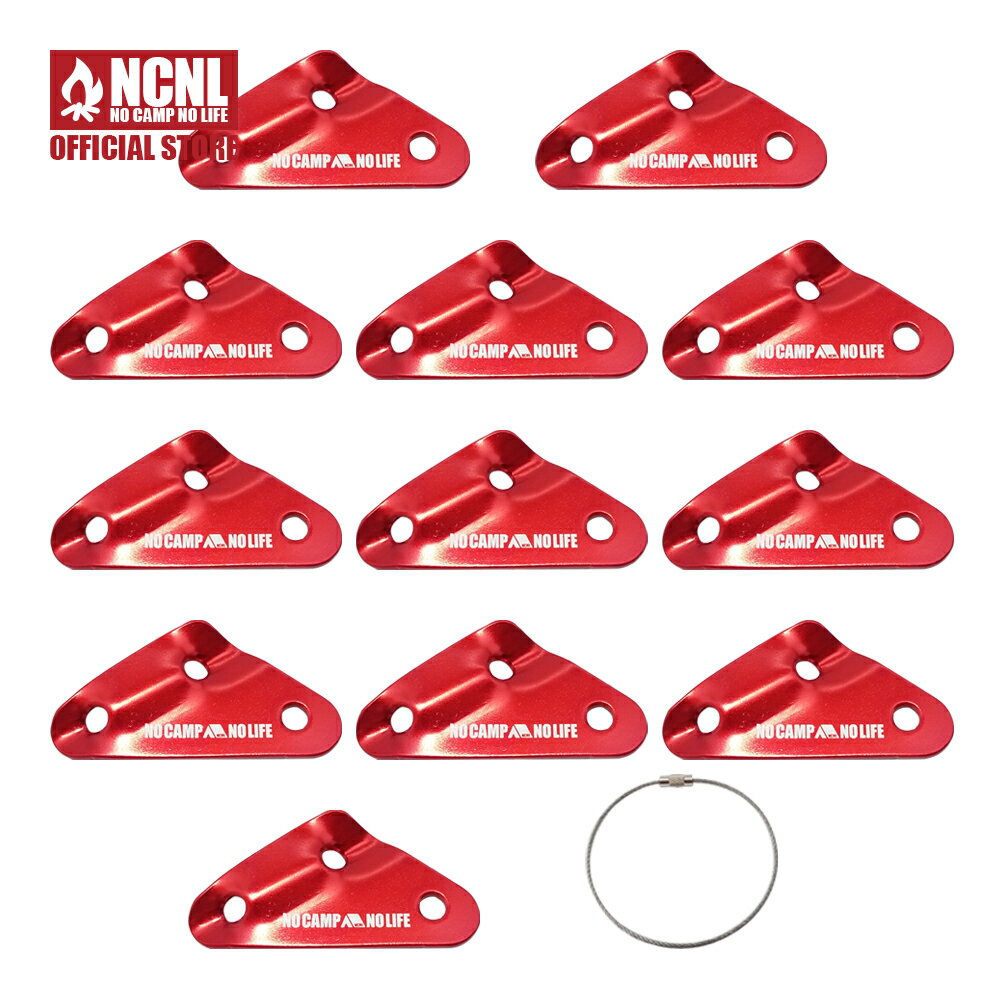 NCNL(NO CAMP NO LIFE) 自在金具 三角型 レッド 12個セット アルミニウム テント タープ ロープ 長さ調整 ロープテンショナー ガイライ...