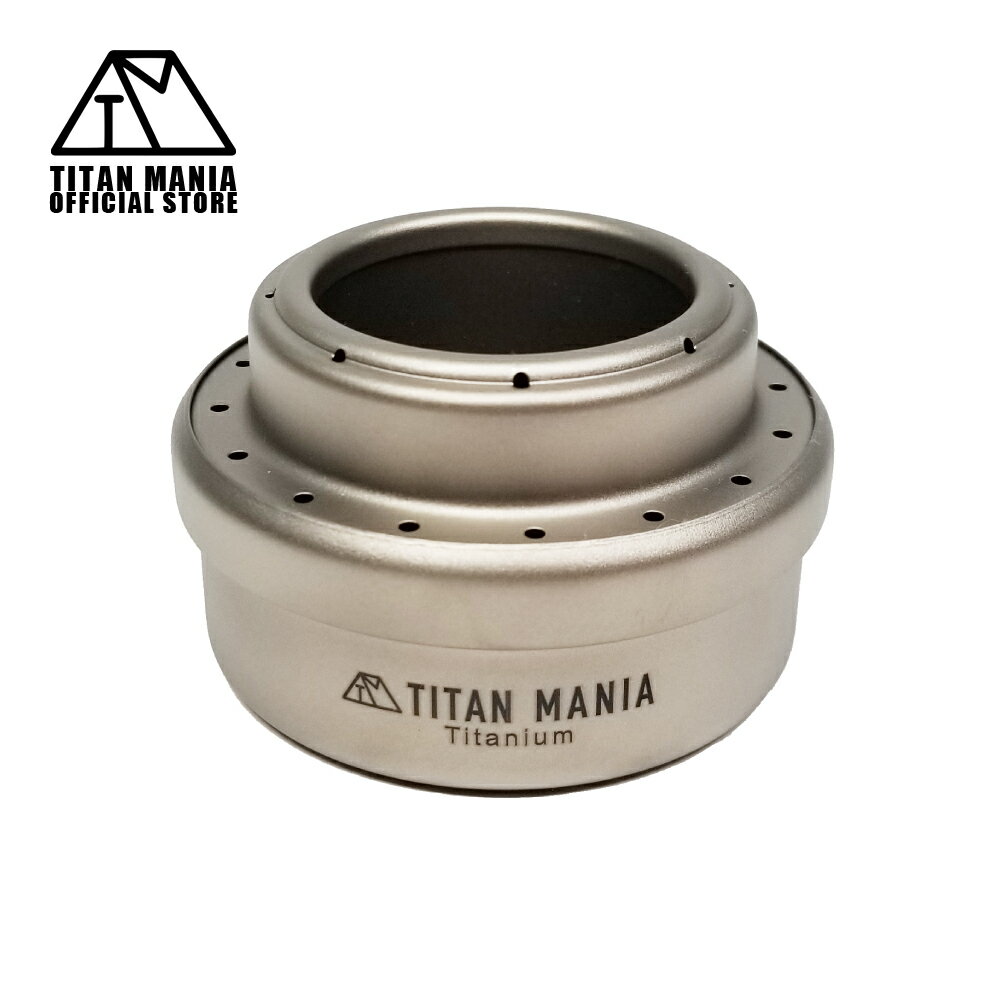 TITAN MANIA チタンマニア アルコールストーブ チタン製 軽量 頑丈 シングルコンロ アルコールバーナー コンパクト ポータブル キャンプ ソロキャンプ アウトドア キャンプ用品 収納袋付き