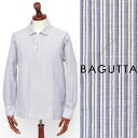 バグッタ Bagutta リネン ストライプ カプリシャツ ブルー cretagl-bu 100