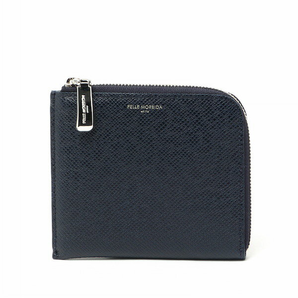 PELLE MORBIDA / ペッレモルビダ / Barcaシリーズ / クロム鞣し型押し / レザー / ミニウォレット / ネイビー ba313-na 100
