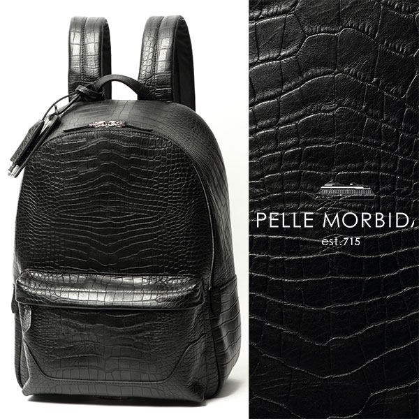 ペッレ モルビダ 革リュック メンズ ペッレモルビダ PELLE MORBIDA【当店別注】クロコダイル型押し レザー バックパック ブラック bkmb060ele-bl 100