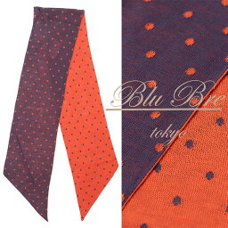 ブルブレ Blu Bre BAND TIE SCARF コットンニット スカーフ ドットネイビー x オレンジ bbqs102-bu 100