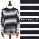 ジョンスメドレー ジョン・スメドレー JOHN SMEDLEY CHELTON シーアイランドコットン 24ゲージ ボーダー ボートネック ニット ネイビーx ホワイト chelton-na 100