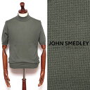 ジョンスメドレー Tシャツ メンズ ジョン・スメドレー JOHN SMEDLEY S4627 シーアイランドコットン 30ゲージ 半袖 モックネック ニット PALM グリーン s4627-gr 100