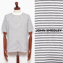 ジョンスメドレー Tシャツ メンズ 【30%OFF】ジョン・スメドレー JOHN SMEDLEY S4631 シーアイランドコットン 30G 半袖 マイクロボーダー クルーネック ニットTシャツ ホワイト x ブラック s4631-w 100【返品不可】