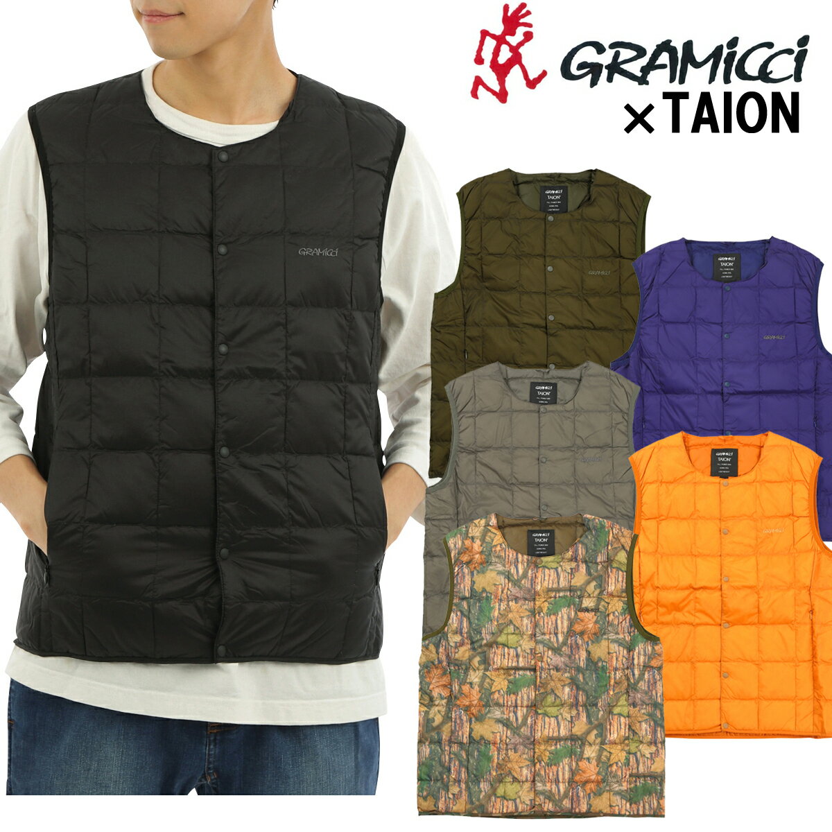 ★定価から35％オフセール★グラミチxタイオン インナーダウンベスト【GRAMICCI×TAION】INNER DOWN VEST2023年秋冬モデル 品番「G3FU-J100-TG」【日本代理店商品】サイズ交換片道送料無料！【あす楽対応_関東】